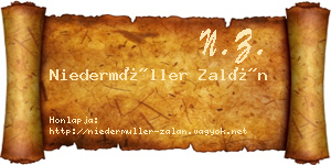 Niedermüller Zalán névjegykártya